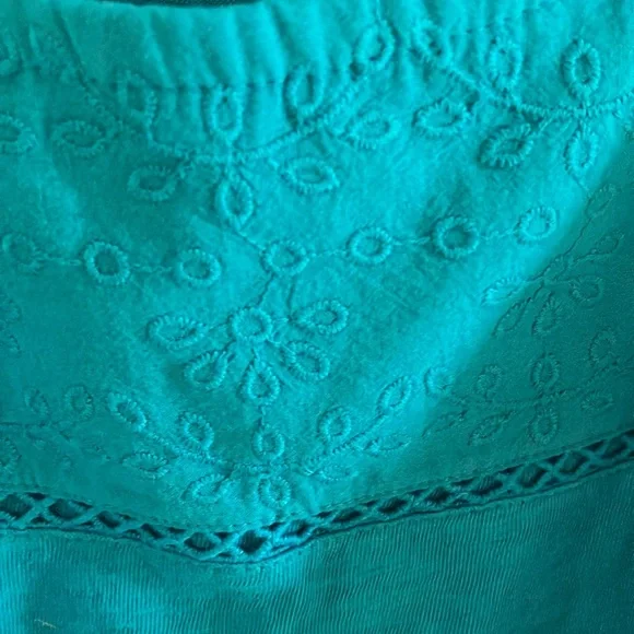 Talbots Eyelet Trim 100% Cotton Shell/Tank‎ Caribbean Sea Blue S 3X- NWT - Picture 6 of 7